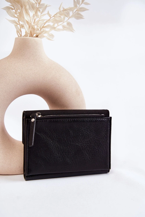 Damski Mały Portfel Na Magnes Czarny Zaya