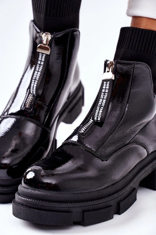 Botki Na Masywnej Podeszwie Czarne Chicago