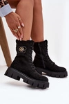 Ocieplane Botki Wokrery Damskie Z Ozdobą Czarne Melisse