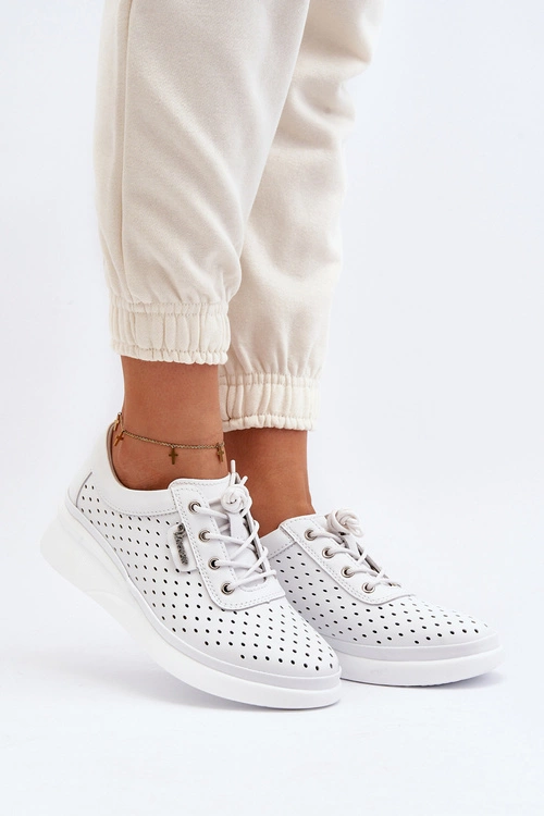 Damskie Skórzane Trampki Sportowe Buty Białe Brumia