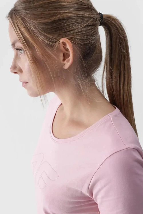 Damski T-Shirt Z Nadrukiem 4F 4FWMM00TTSHF1846-56S Różowy