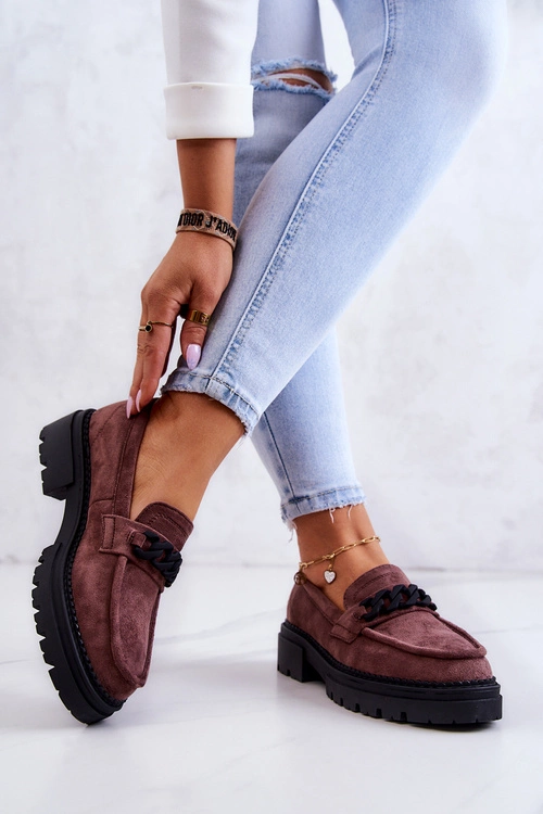 Zamszowe Półbuty Loafery La.Fi Brązowe Sapphira