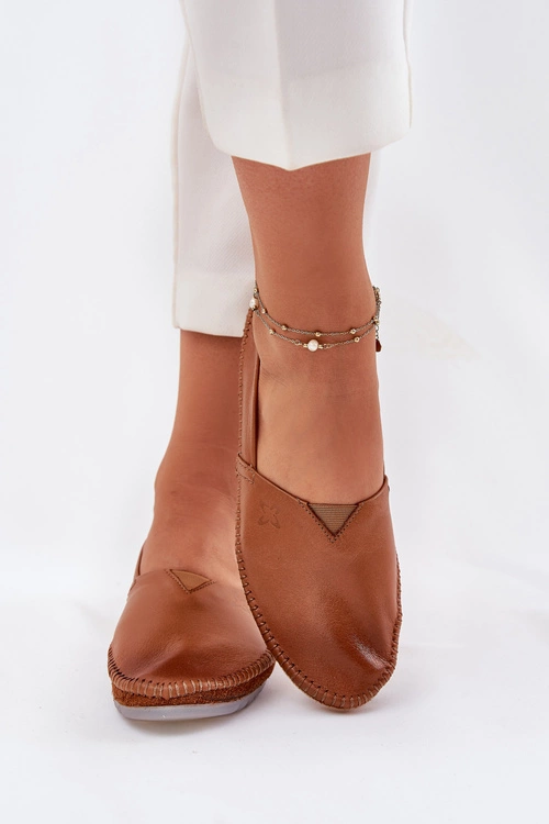 Skórzane Baleriny Gładkie Maciejka T1930-29 Brązowe