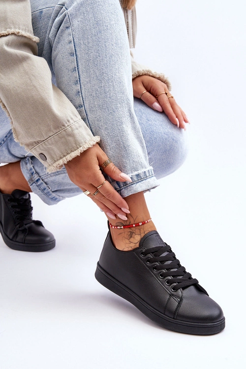 Damskie Skórzane Klasyczne Trampki Czarne Unlimited