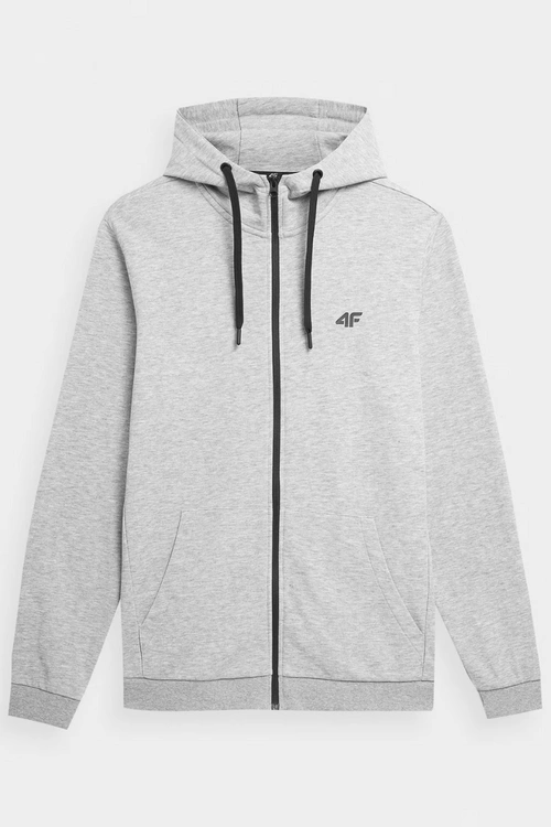 Męska Bluza Dresowa Na Zamek Z Kapturem 4FWMM00TSWSM1466-27M Szara
