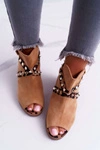 Sandały Damskie Na Słupku Lu Boo Z Cholewką Camel 318-30 Fiode