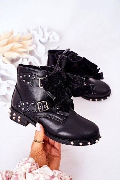 Dziecięce Ocieplane Botki Z Ćwiekami Lu Boo Czarne