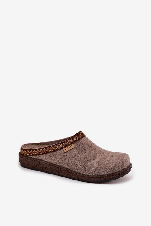 Kapcie Damskie Z Haftem Inblu NL000009 Ciemnobeżowe