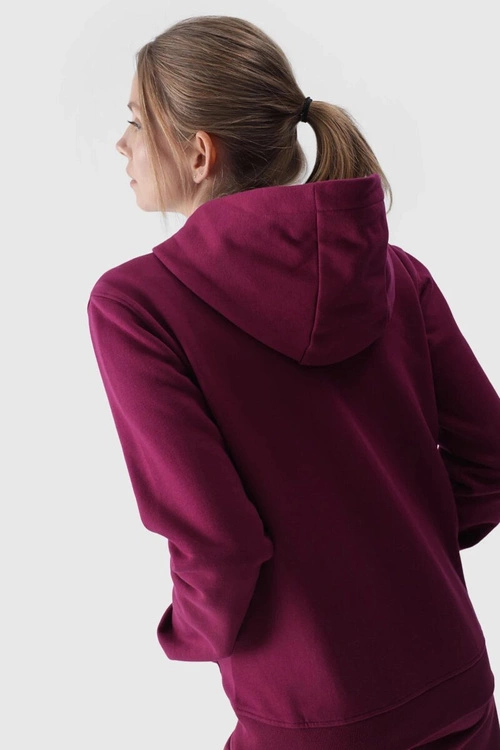 Bluza Damska Dresowa Z Kapturem Rozpinana Bawełniana 4F Fioletowa 4FWMM00TSWSF1467-51S