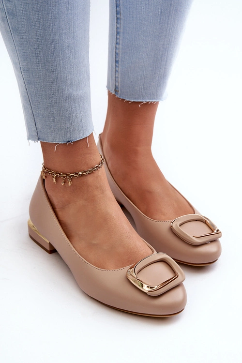 Baleriny Z Klamrą Sergio Leone BL203 Beżowe