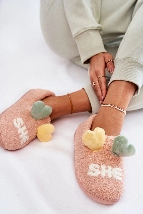 Damskie Wsuwane Papcie Z Sercami Różowe Alasca