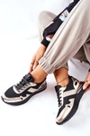 Sportowe Damskie Buty Sneakersy Czarno Złote Manitoba