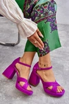 Damskie Zamszowe Sandały Na Obcasie Lewski Shoes 3221 Fuksja