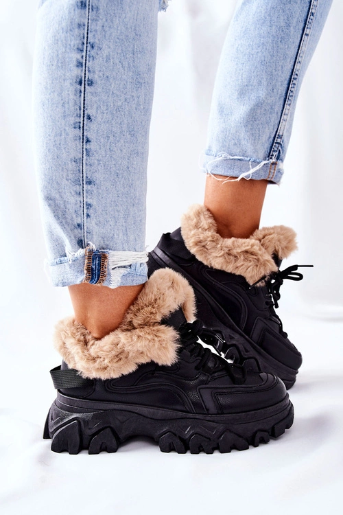 Damskie Ocieplane Trapery Czarne Limerick