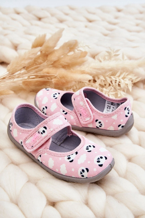 Dziecięce Papcie Baleriny Na Rzep Befado Pandy 955X021 Jasnoróżowe