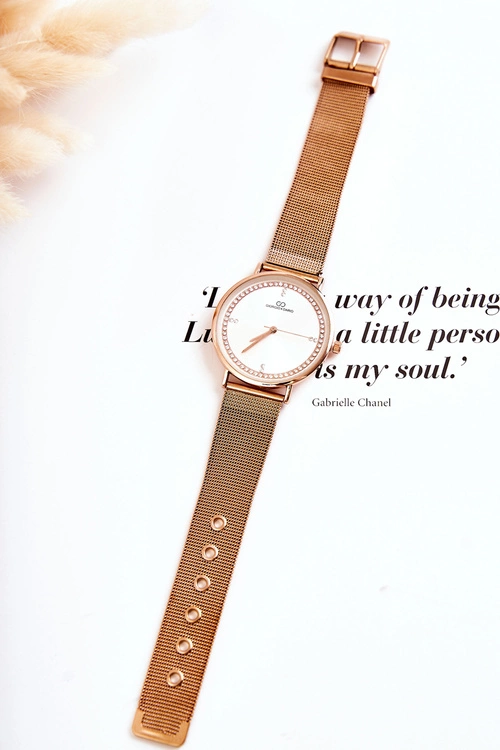 Damski Analogowy Zegarek Giorgio & Dario Z Cyrkoniami Różowe Złoto