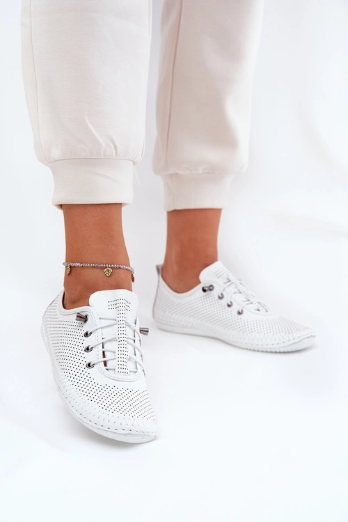 Półbuty Damskie Ze Skóry Naturalnej Artiker 54C0831 Białe