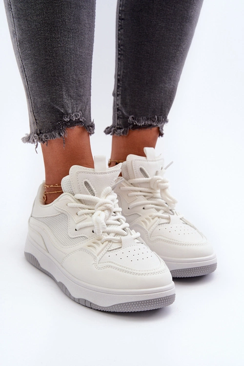 Sneakersy Damskie Na Platformie Białe Etnaria