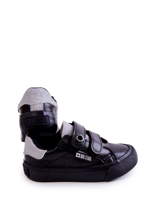 Dziecięce Trampki Na Rzepy Big Star JJ374110 Czarno-Szare