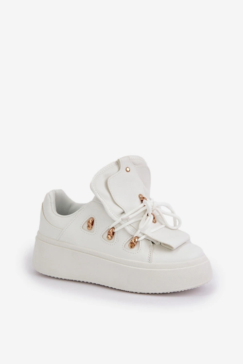 Sneakersy Damskie Na Platformie Białe Dolistana