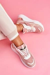 Sportowe Damskie Buty Sneakersy Biało Różowe Martina