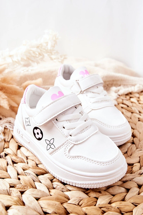 Dziecięce Sportowe Buty Na Rzepy Biało Różowe Aletris