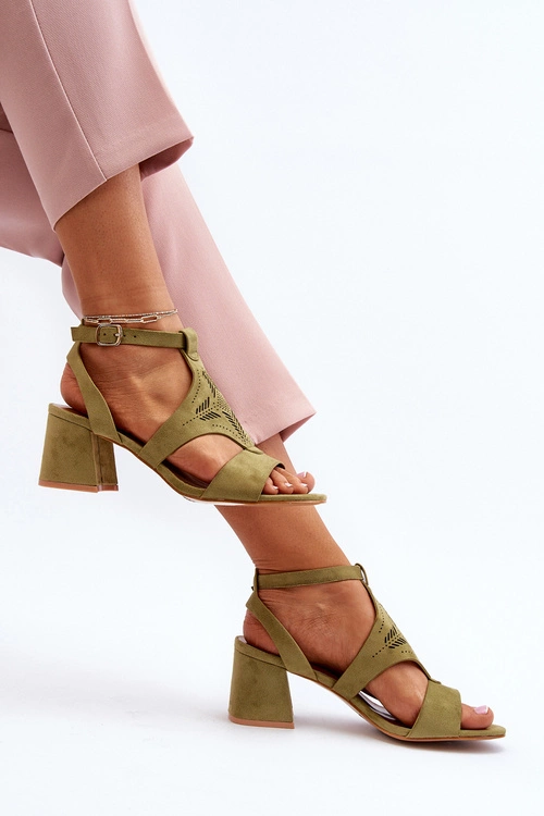 Sandały Na Niskim Obcasie Zielone Eleriva
