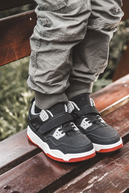 Dziecięce Skórzane Sportowe Buty Czarno-Czerwone Marisa