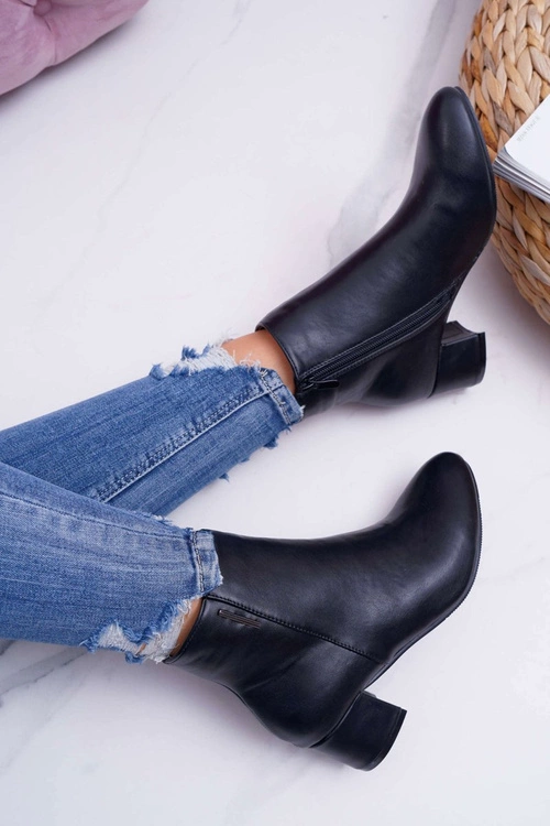 Damskie Botki Na Obcasie Ocieplane Czarne Fiorelli