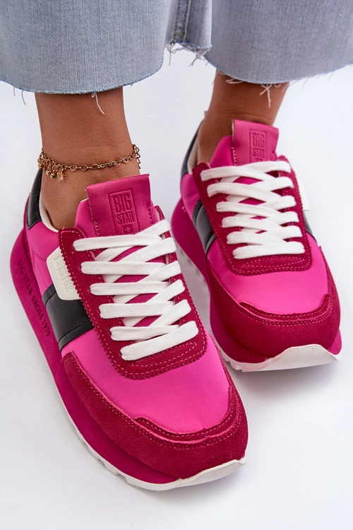 Sneakersy Damskie Na Platformie Big Star NN274500 Memory Foam System Fuksja