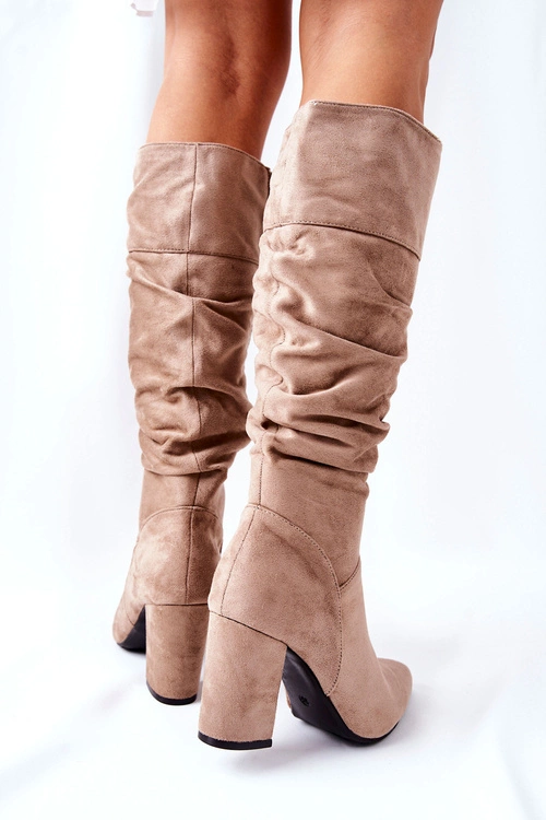 Kozaki Na Słupku Zamszowe Beżowe Dorelle