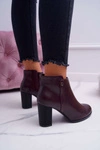 Botki Damskie Na Obcasie Sergio Leone Bordowe BT518