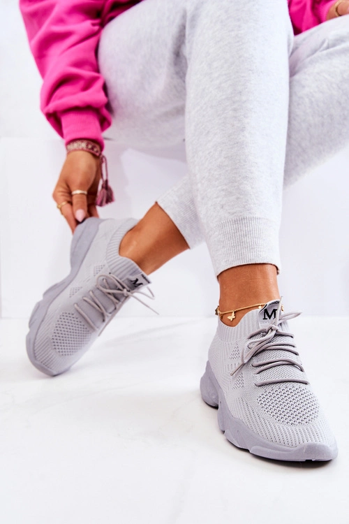 Sportowe Buty Sneakersy Materiałowe Szare Nolene