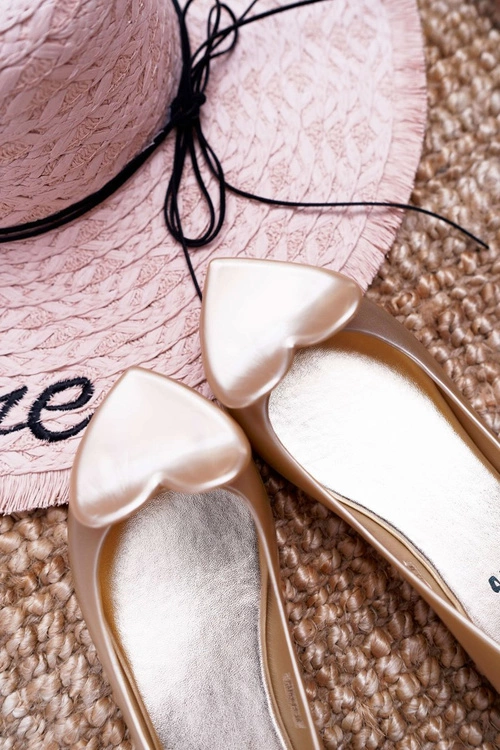 Złote Damskie Balerinki Meliski Serca Diamond