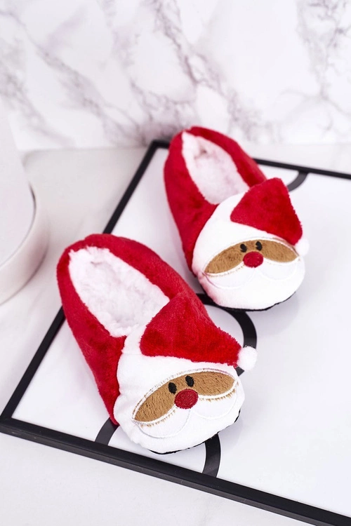 Świąteczne Dziecięce Papcie Z Mikołajem1 Czerwone Xmas