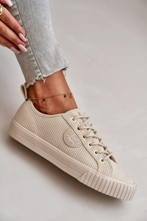 Sztruksowe Trampki Damskie Ocieplane Big Star OO274812 Hi-Poly System Beżowe