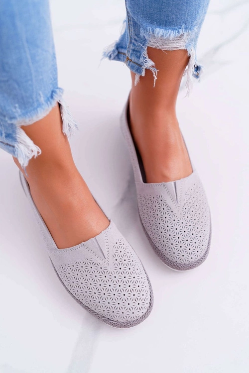 Espadryle Damskie Skóra Zamsz Szare Bimbo