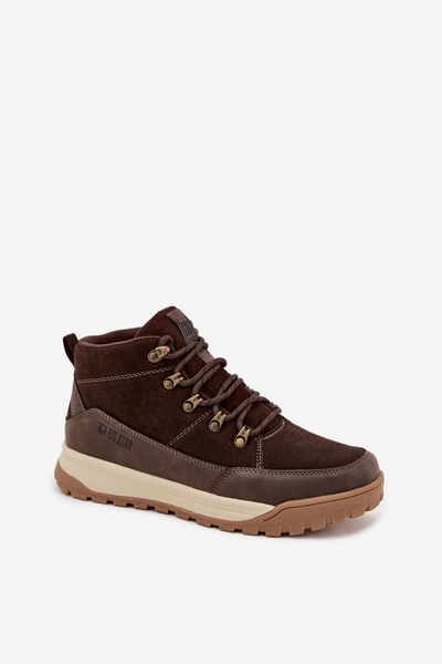 Zamszowe Buty Trekkingowe Męskie Big Star SS174263 Brązowe