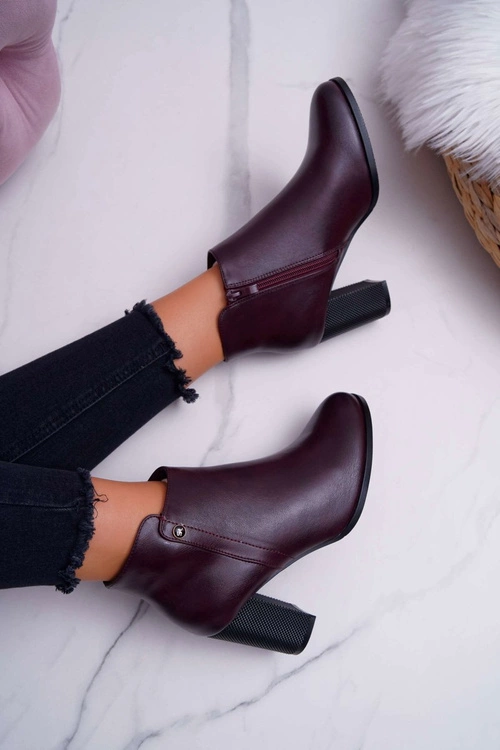 Botki Damskie Na Obcasie Sergio Leone Bordowe BT518