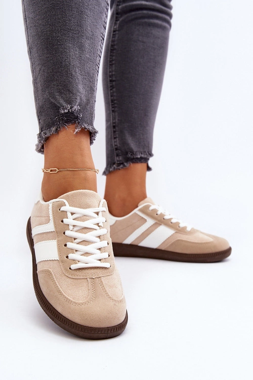 Damskie Niskie Sneakersy Buty Sportowe Beżowe Eudiopis