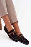 Mokasyny Loafersy Damskie Z Eko Zamszu Czarne Darwen