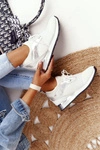 Damskie Sportowe Buty Sneakersy Biało-Srebrne Netta