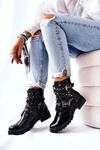 Skórzane Botki Z Paskami Czarne Kepherine