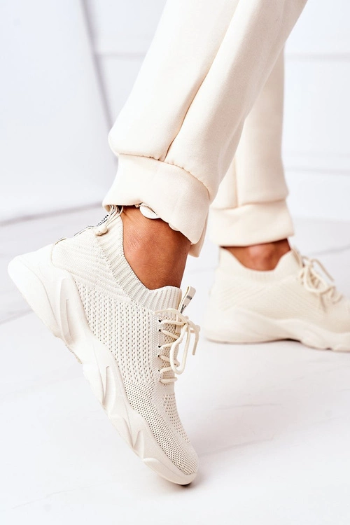 Damskie Sportowe Buty Sneakersy Beżowe Fashion