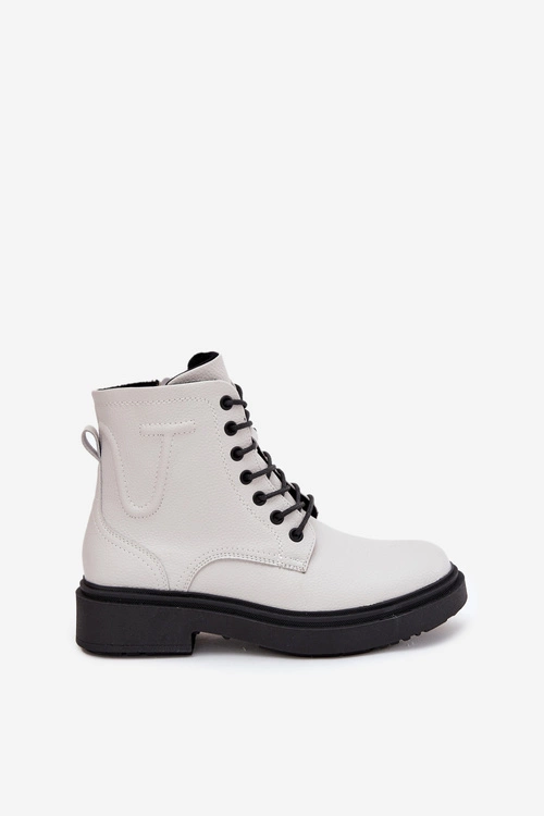 Ocieplane Botki Damskie Z Naturalnej Skóry Sergio Leone BT25248-S Białe