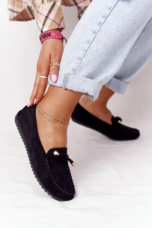 Damskie Zamszowe Mokasyny Czarne Marylin