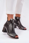 Skórzane Ażurowe Botki Maciejka 05420-01 Czarne