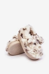 Futrzane Kapcie Dziecięce Z Misiem Jasnobeżowe Apolanie