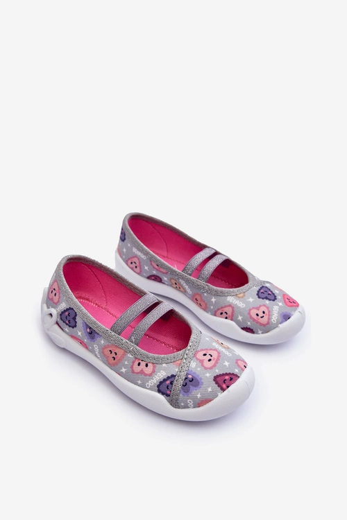 Papcie Baleriny Serca Befado 116X319 Szaro-Różowe