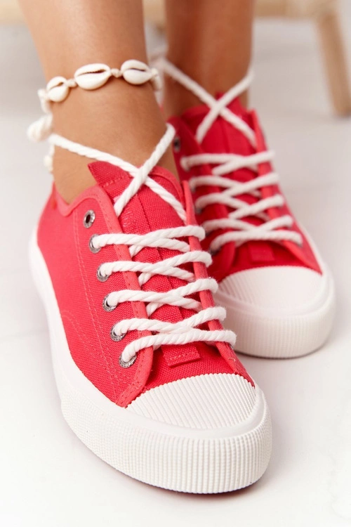 Damskie Trampki Ze Sznurkiem BIG STAR FF274185 Czerwone